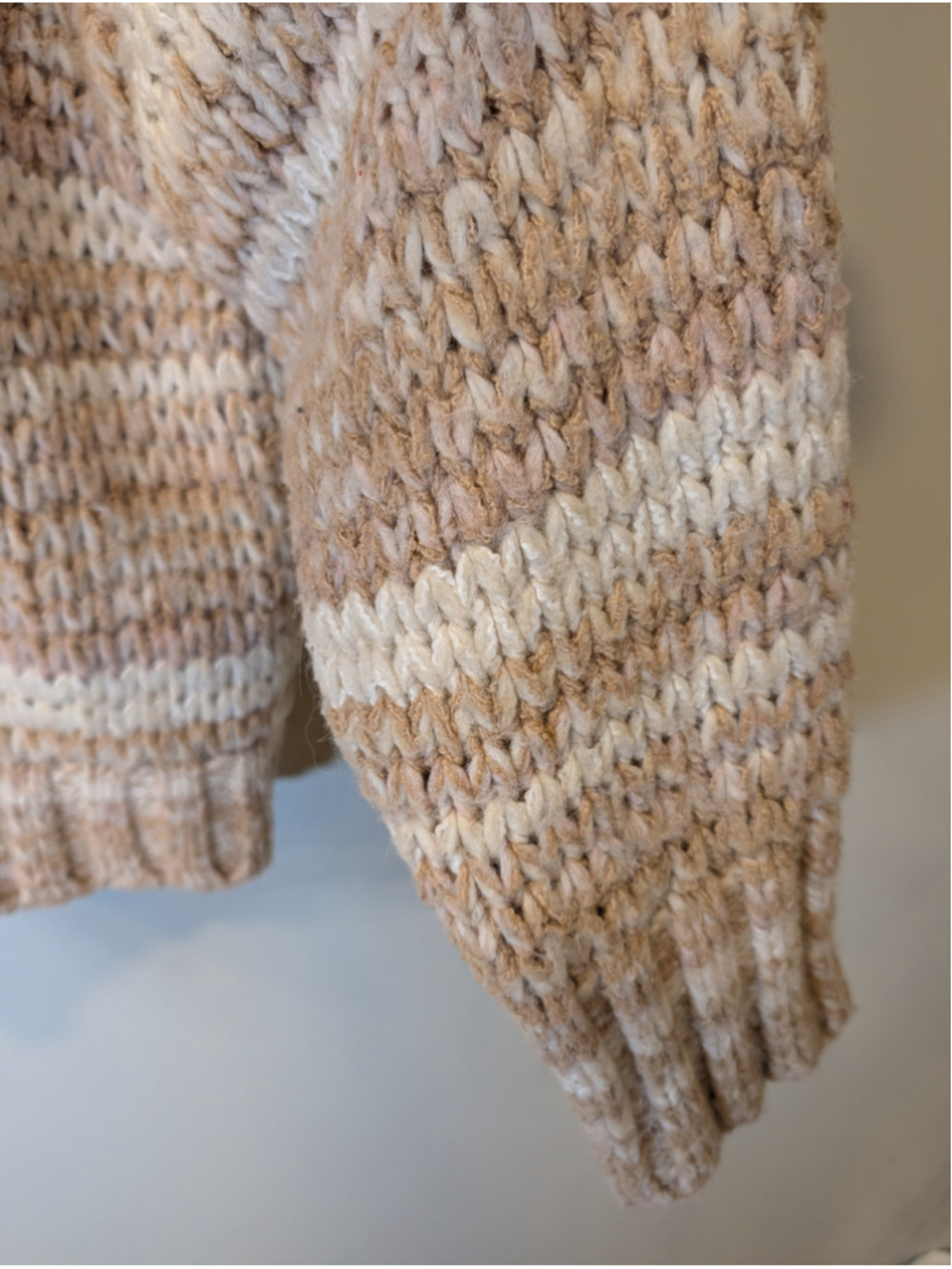 American Eagle Striped Chunky Knit Cardigan Sweater Cozy Neutral XL Extra Large - Picture 8 of 9